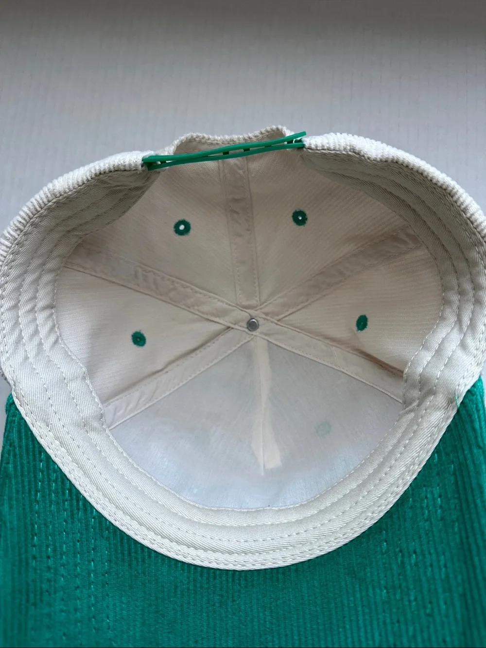Zero Proof Two-Tone Corduroy Adjustable Cap - Cream & Green